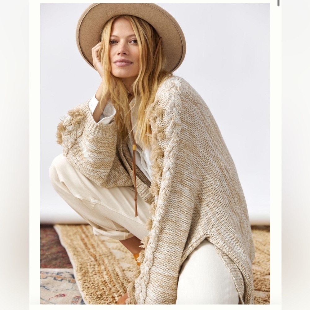 NWOT Anthropologie Braided Sleeve Cardigan One Size